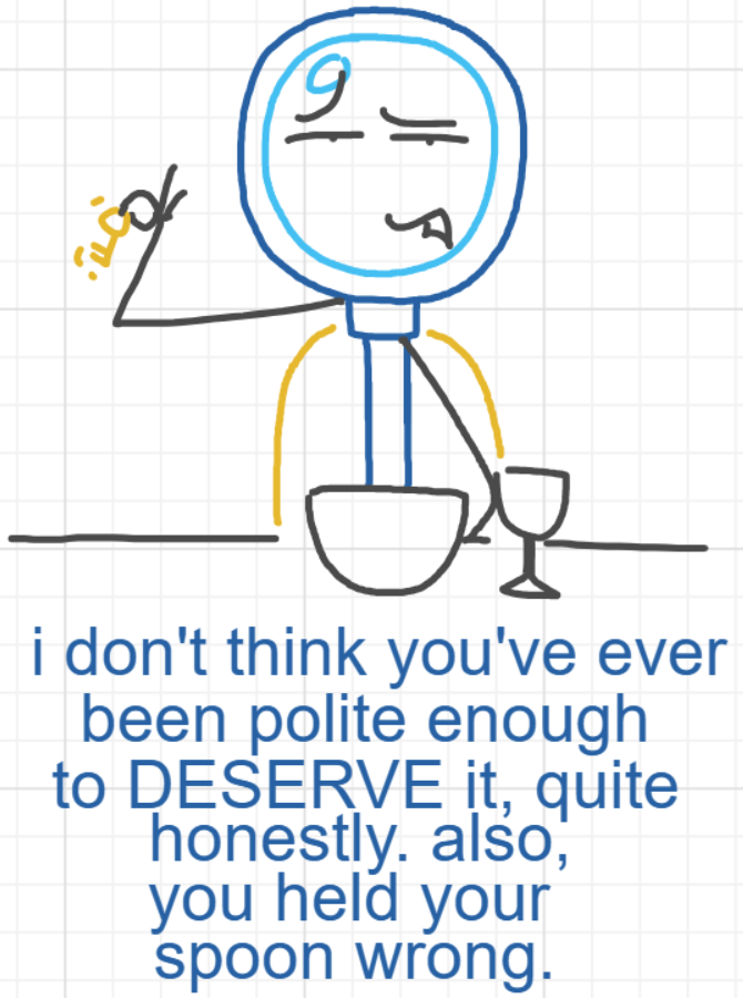 A panel from I've Been Everywhere, Man, episode nine of the Board Boards object show by Furretwalk/WalkingFurret.